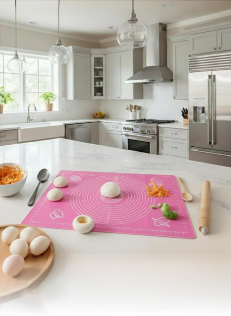 REST Silicone Baking Mat for Pastry Rolling Dough with Measurements, Liner Heat Resistance Table Placemat Pad Pastry Board, Non-stick and Non Slip Table Sheet Baking Supplies for Bake Pizza Cake 60x40cm Pink - Image 4